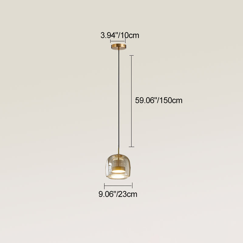Contemporary Scandinavian Cylinder Iron Glass 1-light Pendant Light for Bedroom BulbSquare