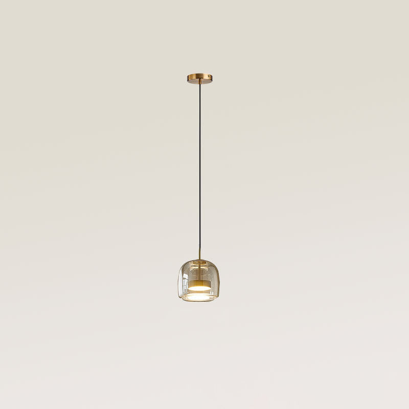 Contemporary Scandinavian Cylinder Iron Glass 1-light Pendant Light for Bedroom BulbSquare