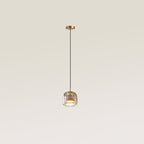 Contemporary Scandinavian Cylinder Iron Glass 1-light Pendant Light for Bedroom BulbSquare