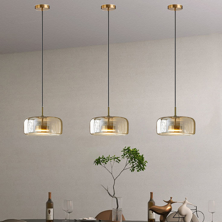 Contemporary Scandinavian Cylinder Iron Glass 1-light Pendant Light for Bedroom BulbSquare