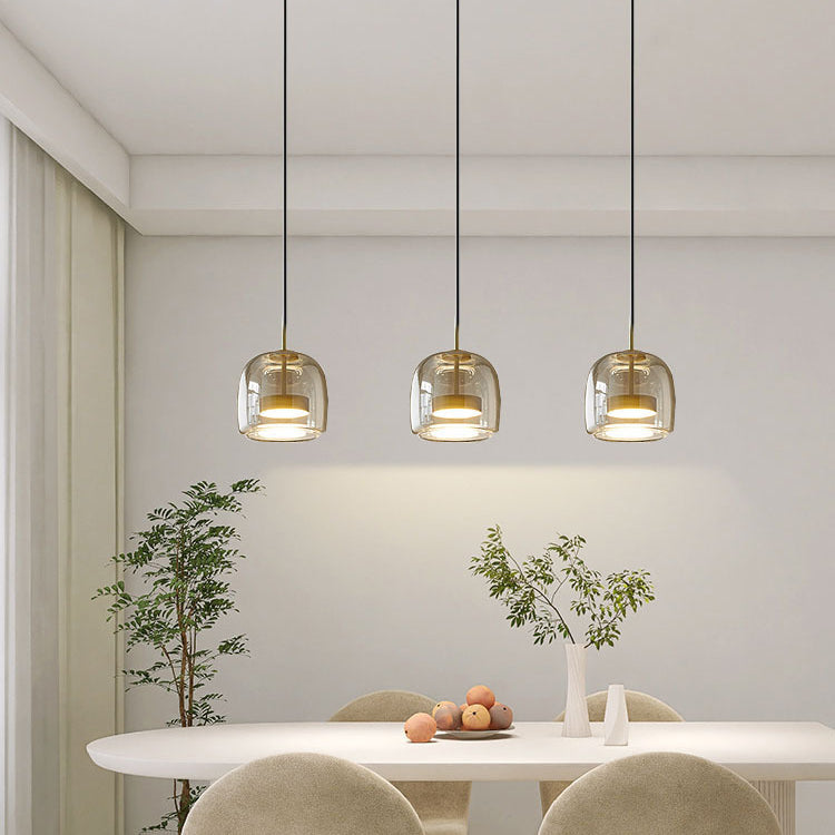 Contemporary Scandinavian Cylinder Iron Glass 1-light Pendant Light for Bedroom BulbSquare