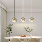 Contemporary Scandinavian Cylinder Iron Glass 1-light Pendant Light for Bedroom BulbSquare