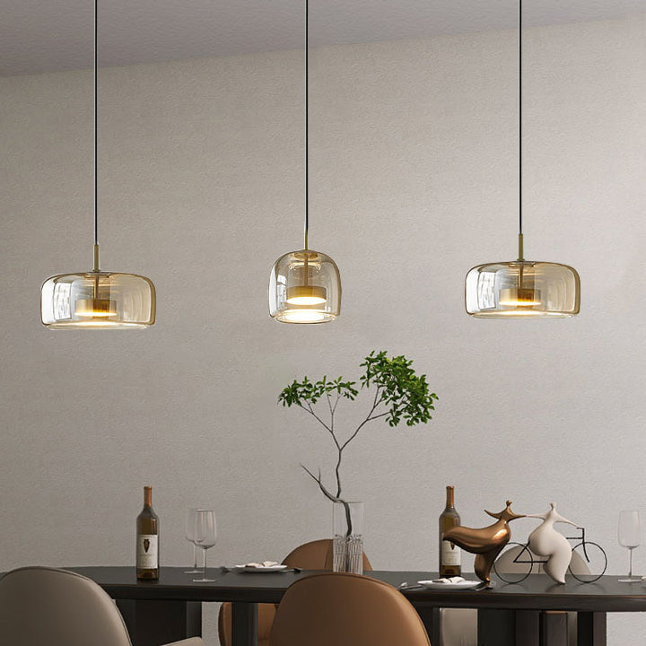 Contemporary Scandinavian Cylinder Iron Glass 1-light Pendant Light for Bedroom BulbSquare