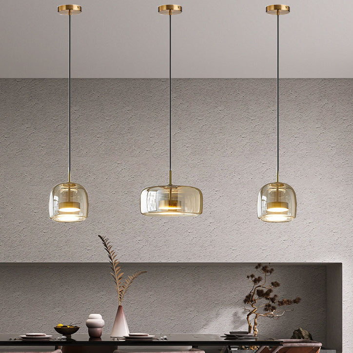 Contemporary Scandinavian Cylinder Iron Glass 1-light Pendant Light for Bedroom BulbSquare
