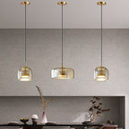 Contemporary Scandinavian Cylinder Iron Glass 1-light Pendant Light for Bedroom BulbSquare