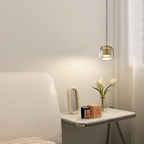 Contemporary Scandinavian Cylinder Iron Glass 1-light Pendant Light for Bedroom BulbSquare