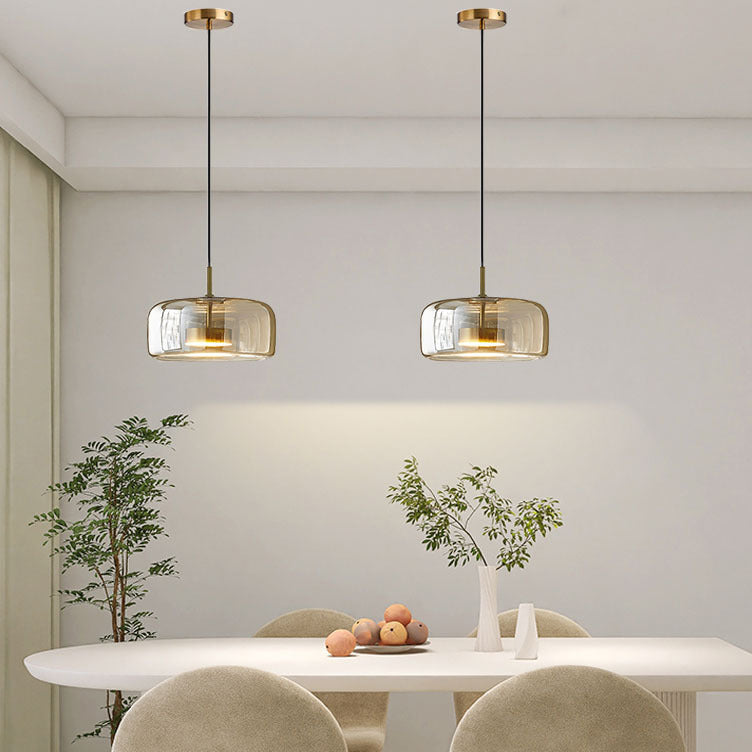Contemporary Scandinavian Cylinder Iron Glass 1-light Pendant Light for Bedroom BulbSquare