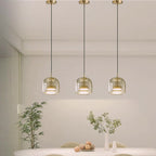 Contemporary Scandinavian Cylinder Iron Glass 1-light Pendant Light for Bedroom BulbSquare