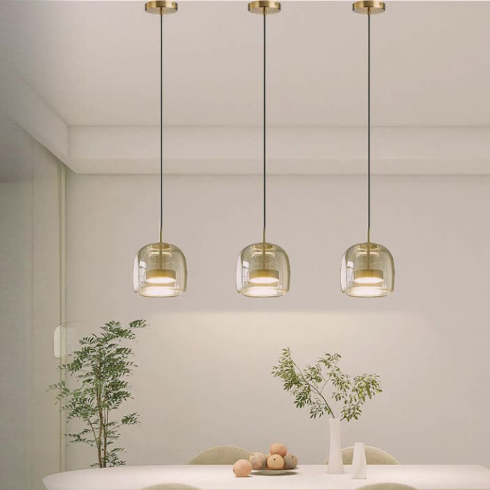 Contemporary Scandinavian Cylinder Iron Glass 1-light Pendant Light for Bedroom BulbSquare