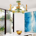 Lumendat Contemporary Creative Kids Pinwheel Metal Wood 5-Light Semi-Flush Mount Ceiling Light For Bedroom Lumendat