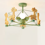 Lumendat Contemporary Creative Kids Pinwheel Metal Wood 5-Light Semi-Flush Mount Ceiling Light For Bedroom Lumendat