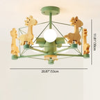 Lumendat Contemporary Creative Kids Pinwheel Metal Wood 5-Light Semi-Flush Mount Ceiling Light For Bedroom Lumendat