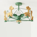 Lumendat Contemporary Creative Kids Pinwheel Metal Wood 5-Light Semi-Flush Mount Ceiling Light For Bedroom Lumendat