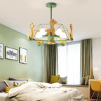 Lumendat Contemporary Creative Kids Pinwheel Metal Wood 5-Light Semi-Flush Mount Ceiling Light For Bedroom Lumendat