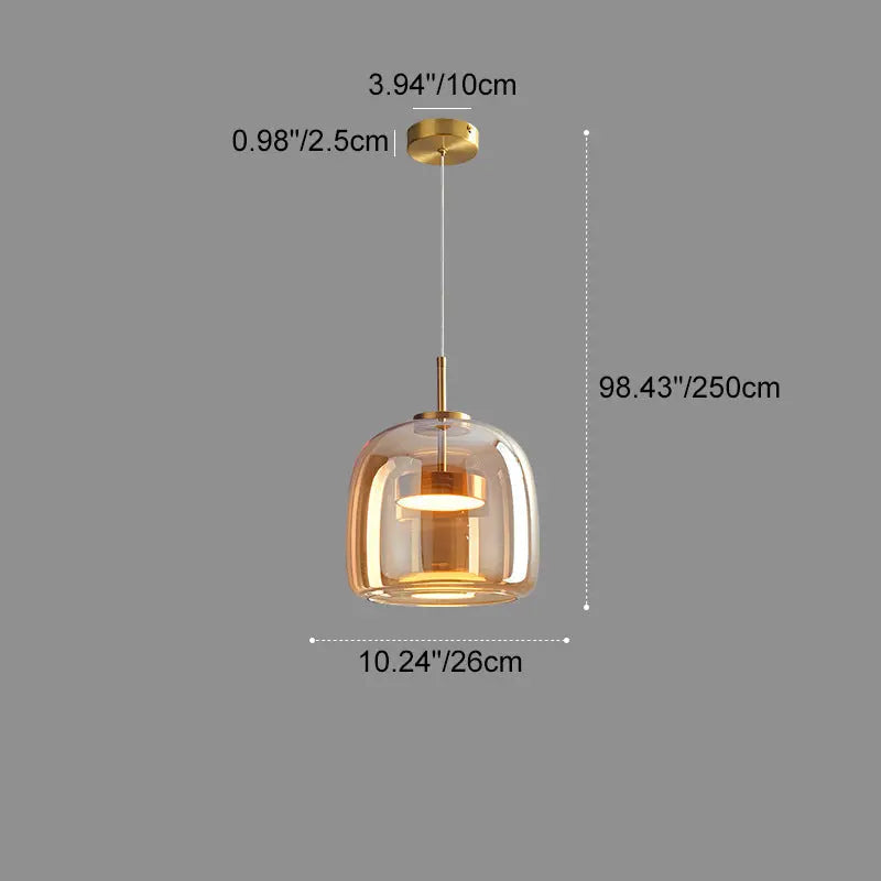 Contemporary Scandinavian Cylinder Copper Glass LED Pendant Light for Living Room Lumendat