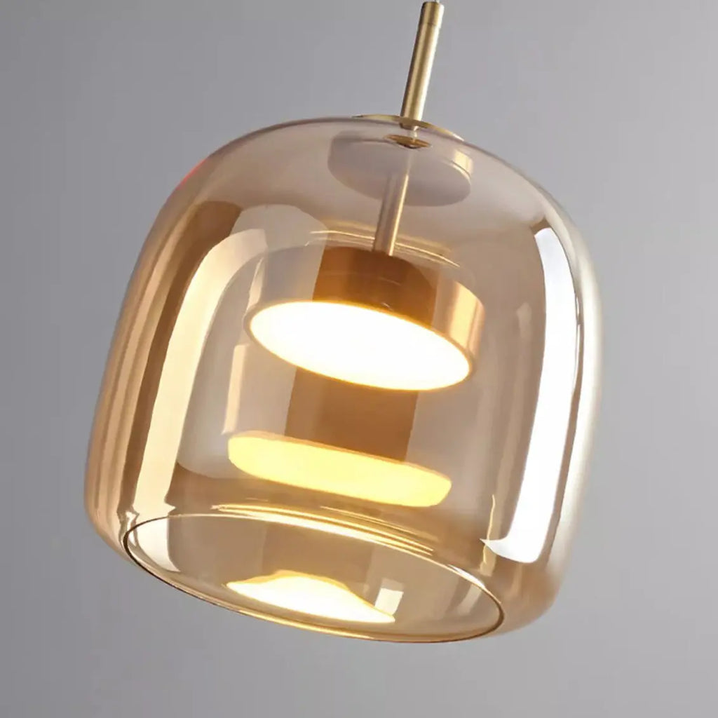 Contemporary Scandinavian Cylinder Copper Glass LED Pendant Light for Living Room Lumendat