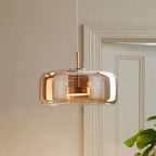 Contemporary Scandinavian Cylinder Copper Glass LED Pendant Light for Living Room Lumendat
