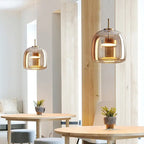 Contemporary Scandinavian Cylinder Copper Glass LED Pendant Light for Living Room Lumendat