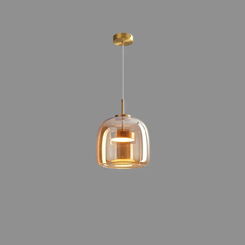 Contemporary Scandinavian Cylinder Copper Glass LED Pendant Light for Living Room Lumendat