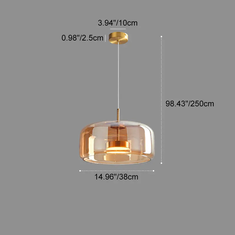 Contemporary Scandinavian Cylinder Copper Glass LED Pendant Light for Living Room Lumendat