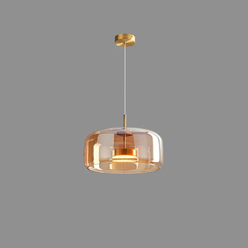 Contemporary Scandinavian Cylinder Copper Glass LED Pendant Light for Living Room Lumendat