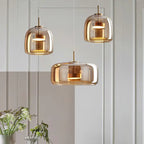 Contemporary Scandinavian Cylinder Copper Glass LED Pendant Light for Living Room modern luxury lighting fixture