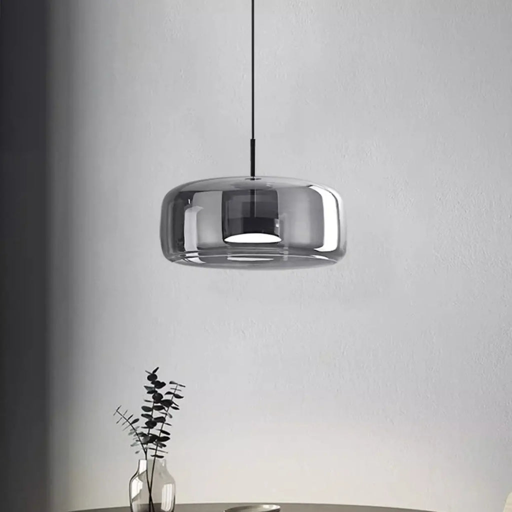 Contemporary Scandinavian Cylinder Copper Glass LED Pendant Light for Living Room Lumendat