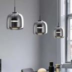 Contemporary Scandinavian Cylinder Copper Glass LED Pendant Light for Living Room Lumendat
