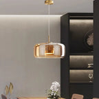 Contemporary Scandinavian Cylinder Copper Glass LED Pendant Light for Living Room Lumendat