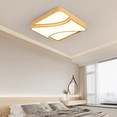 Contemporary Scandinavian Square Acrylic Metal LED Flush Mount Ceiling Light For Bedroom