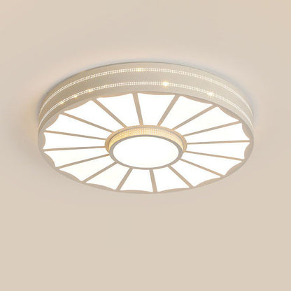 Traditional Chinese Round Iron Acrylic LED Flush Mount Ceiling Light For Bedroom