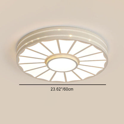 Traditional Chinese Round Iron Acrylic LED Flush Mount Ceiling Light For Bedroom