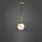Modern Luxury Globe Metal Marble LED Pendant Light For Bedroom