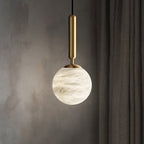 Modern Luxury Globe Metal Marble LED Pendant Light For Bedroom