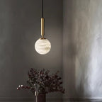 Modern Luxury Globe Metal Marble LED Pendant Light For Bedroom