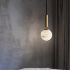 Modern Luxury Globe Metal Marble LED Pendant Light For Bedroom