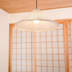 Traditional Japanese Cone Iron Paper 1-Light Pendant Light For Living Room