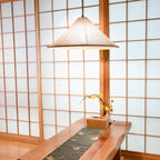 Traditional Japanese Cone Iron Paper 1-Light Pendant Light For Living Room