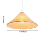 Traditional Japanese Cone Iron Paper 1-Light Pendant Light For Living Room
