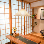 Traditional Japanese Cone Iron Paper 1-Light Pendant Light For Living Room