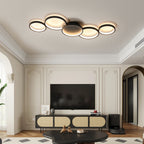 Modern Minimalist Multiple Circle Iron Aluminum Acrylic LED Semi-flush Mount Ceiling Light for Living Room