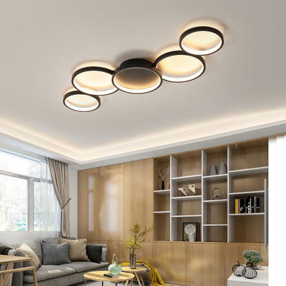 Modern Minimalist Multiple Circle Iron Aluminum Acrylic LED Semi-flush Mount Ceiling Light for Living Room