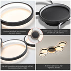 Modern Minimalist Multiple Circle Iron Aluminum Acrylic LED Semi-flush Mount Ceiling Light for Living Room