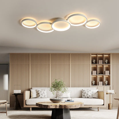 Modern Minimalist Multiple Circle Iron Aluminum Acrylic LED Semi-flush Mount Ceiling Light for Living Room