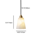 Modern Luxury Cone Copper Marble 1-Light Pendant Light For Bedroom