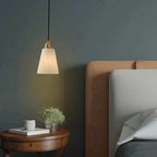 Modern Luxury Cone Copper Marble 1-Light Pendant Light For Bedroom
