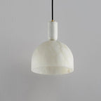 Contemporary Scandinavian Dome Copper Marble 1-Light Pendant Light For Bedroom