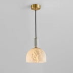 Contemporary Scandinavian Dome Copper Marble 1-Light Pendant Light For Bedroom