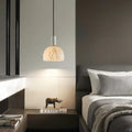 Contemporary Scandinavian Dome Copper Marble 1-Light Pendant Light For Bedroom