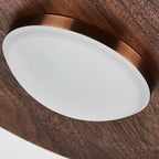 Traditional Japanese Flying Saucer Black Walnut Wood Copper Acrylic LED Pendant Light For Living Room